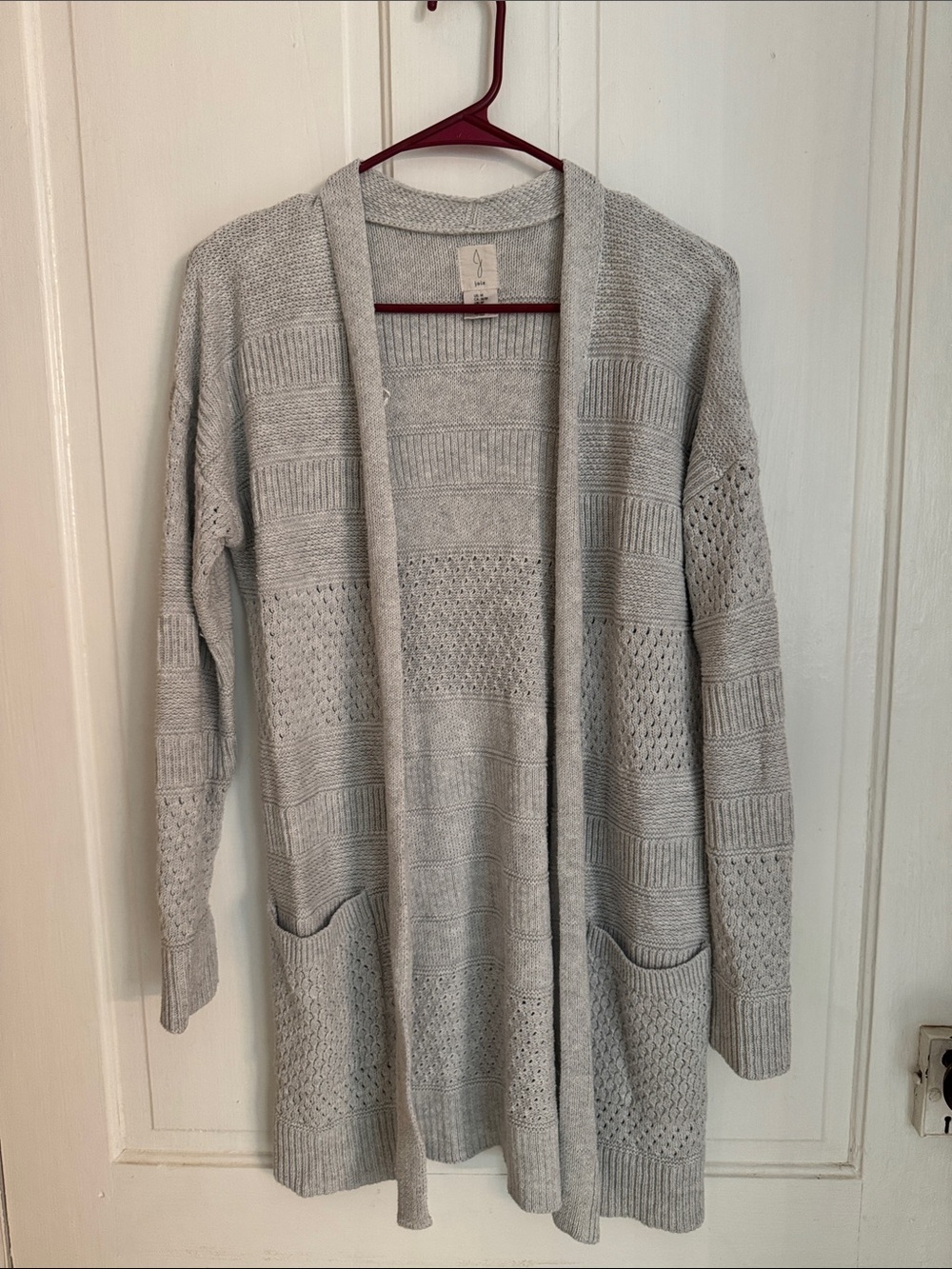 Joie Light Gray Open-Front Knit Cardigan